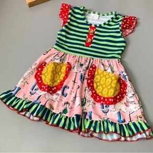 Boutique Multi Print Sleeveless Striped Ruffle Carousel Dress Girl’s Size 4T
